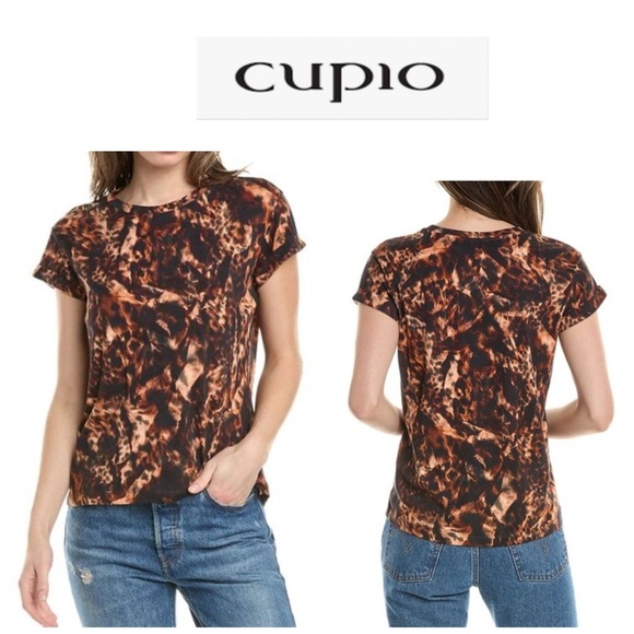 Cupio Women's Brown Short Cuff Sleeve Tee - Picture 1 of 11